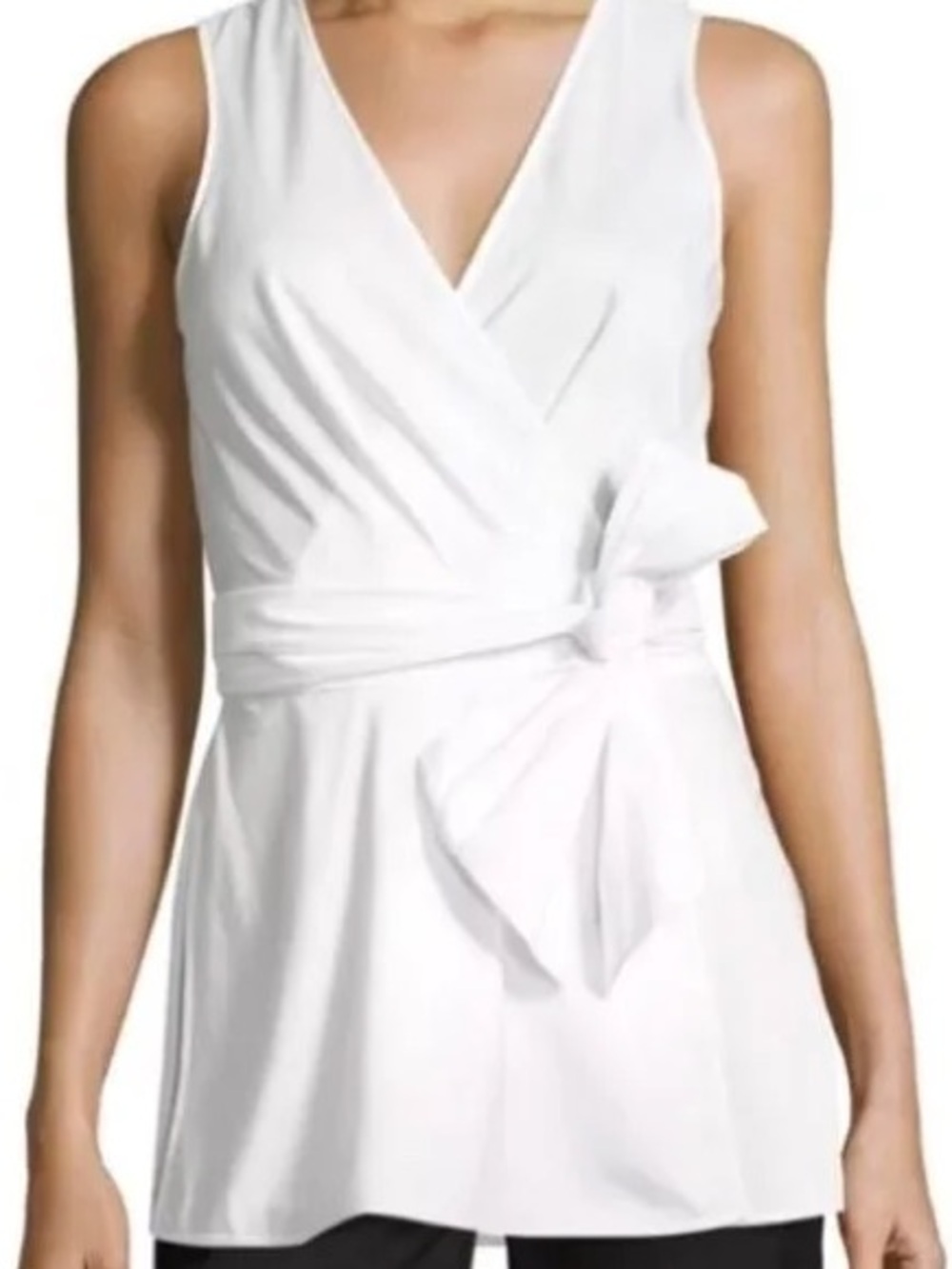 NWT Diane Von Furstenberg White peplum wrap tank gorgeous, polished and chic